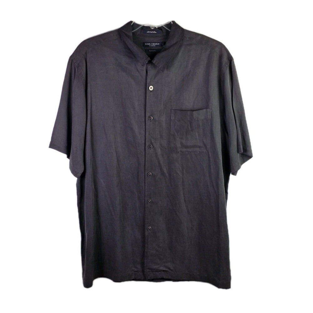 Cremieux Men's XL Gray Silk & Linen Blend Button-Down Shirt